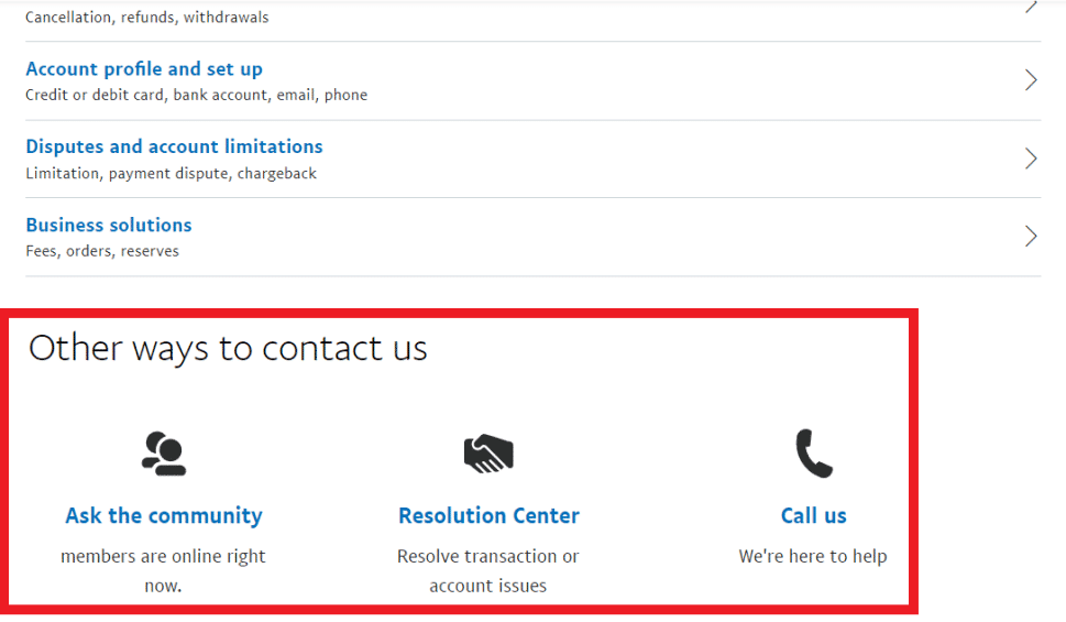 Alte modalități de a ne contacta asistența pentru clienți PayPal