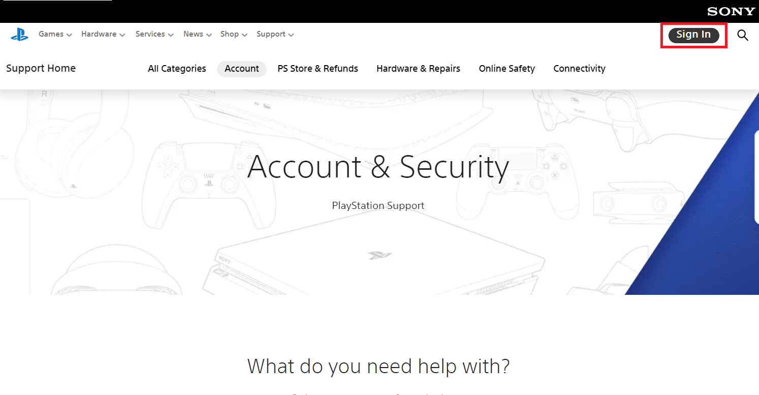 Pagina Cont și securitate PlayStation