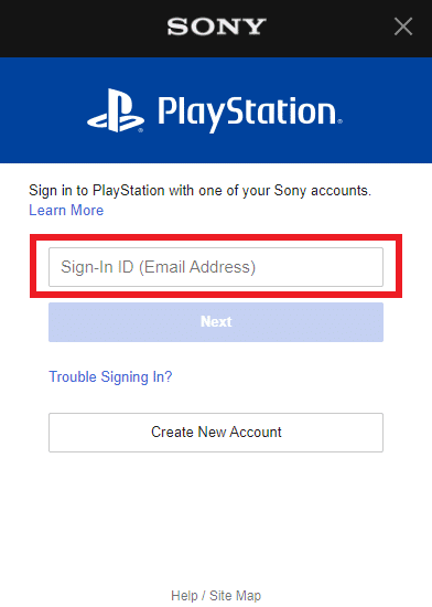 Accedi prima con il tuo ID Sony e poi con la password al clic successivo.