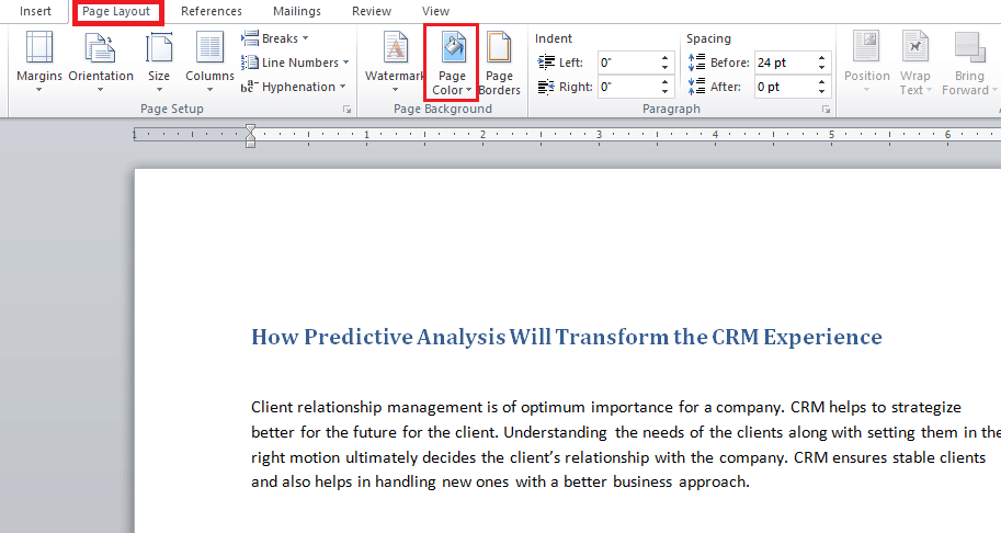 cliquez sur Mise en page et ouvrez Couleur de la page | Comment changer la couleur d'arrière-plan dans Microsoft Word