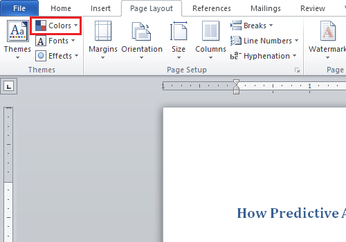 Haga clic en colores | Cómo cambiar el color de fondo en Microsoft Word