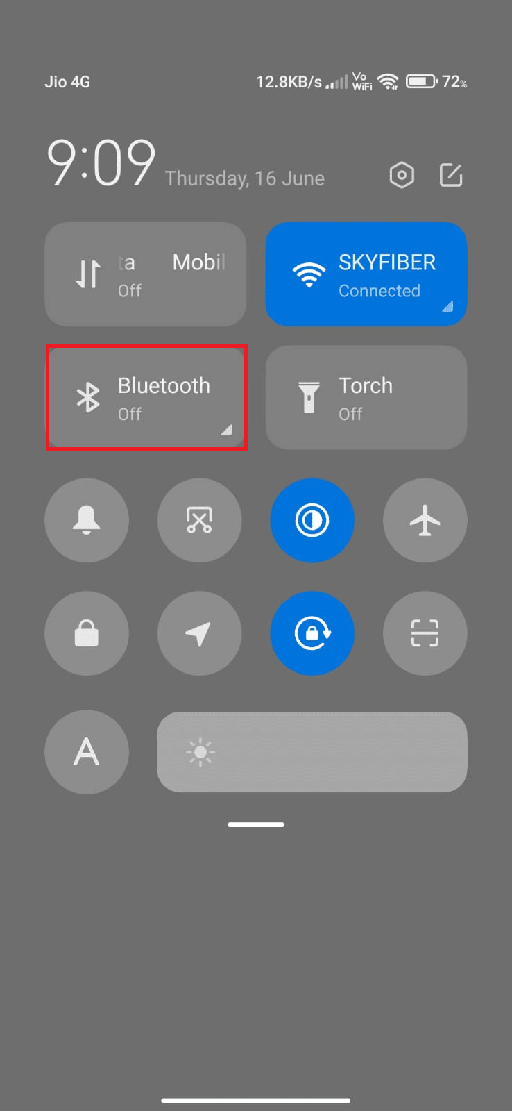 Bluetoothアイコンをタップしてオフにします。