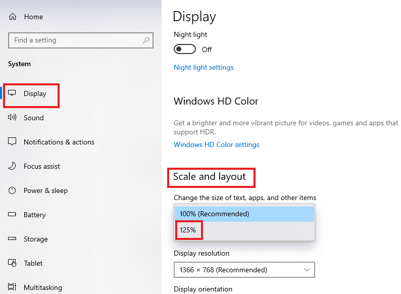 Wählen Sie 125 unter Maßstab und Layout. Beheben Sie, dass die Microsoft Solitaire-Sammlung nicht funktioniert