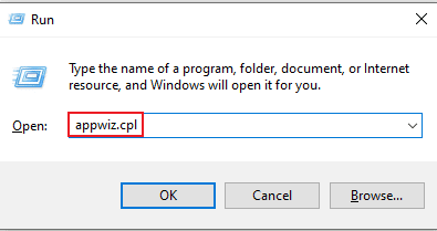 พิมพ์ appwiz.cpl แล้วกด Enter