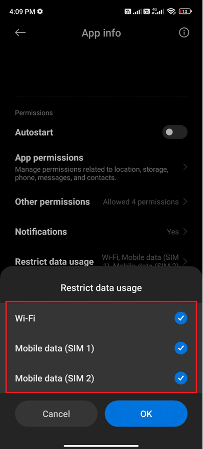 Sekarang, pastikan Anda telah mengetuk Wi-Fi dan Data seluler dan Data seluler jika berlaku.