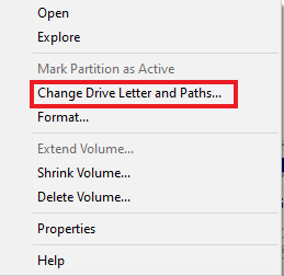Нажмите «Изменить букву драйвера и пути».