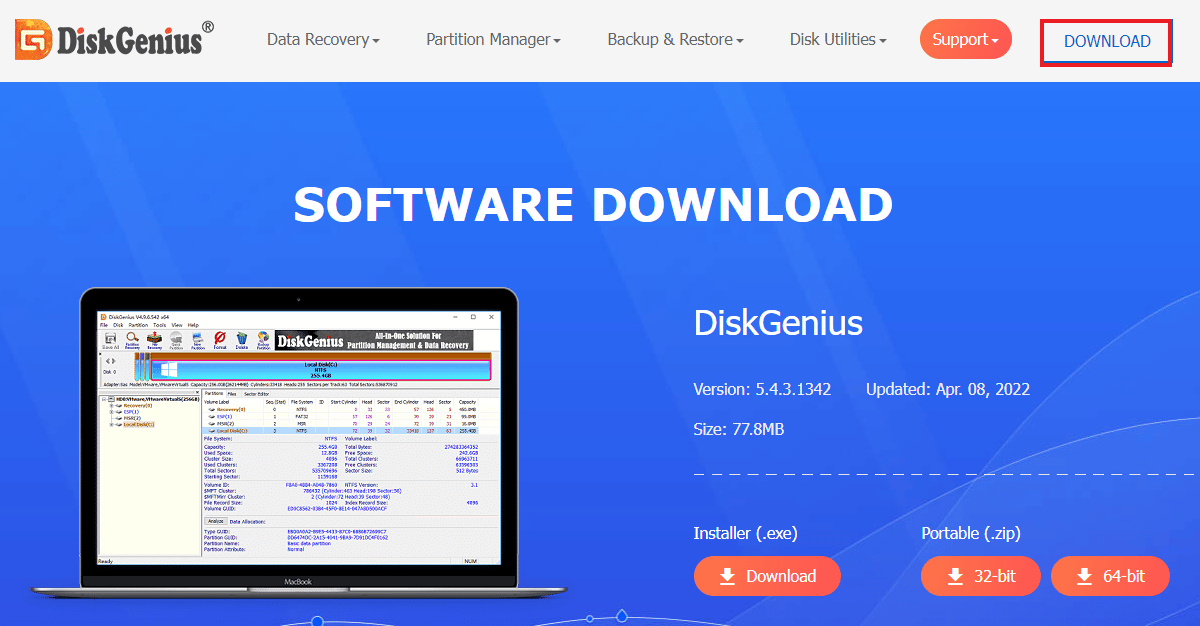 DiskGenius Ücretsiz Sürümünü İndirin