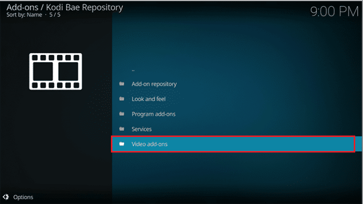 Klicken Sie auf die Option Video-Add-Ons