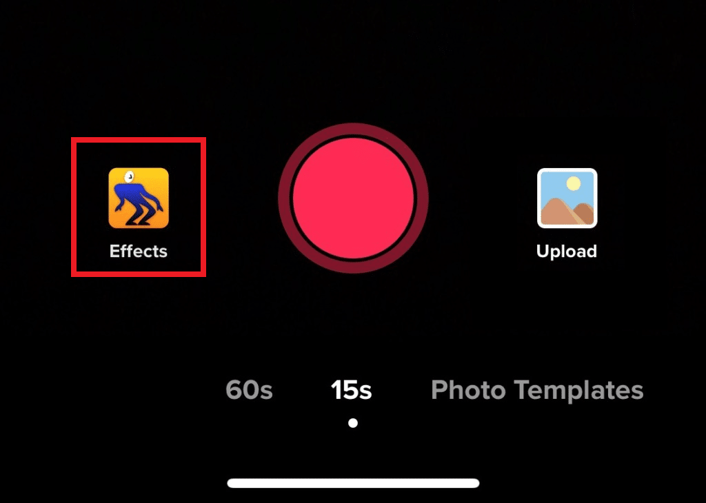 Appuyez sur l'option Effets pour éditer les photos sur TikTok