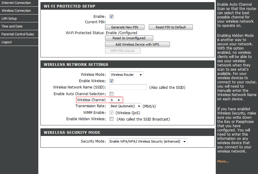 saluran pengaturan router nirkabel 1 6 11