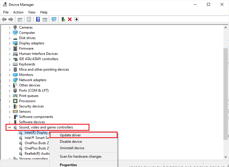 Wählen Sie die Option Treiber aktualisieren. So führen Sie einen 5.1-Surround-Sound-Test unter Windows 10 durch