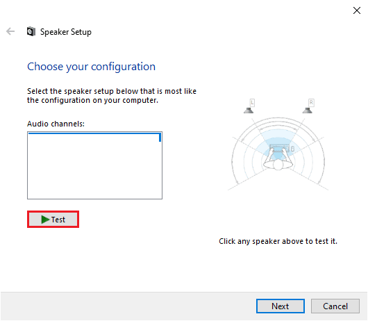 Puteți face clic pe butonul Configurare, apoi pe butonul Test