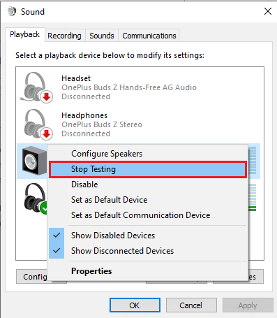 fare clic su Interrompi test. Come eseguire il test del suono surround 5.1 su Windows 10