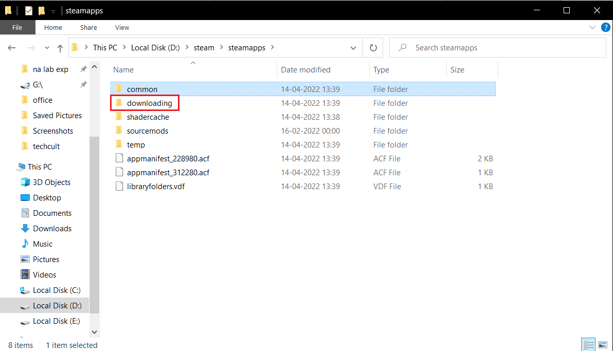 accesați folderul de descărcare steamapps