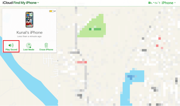 คลิกที่ Play Sound เพื่อ ping iPhone ที่ต้องการ | วิธี Ping iPhone