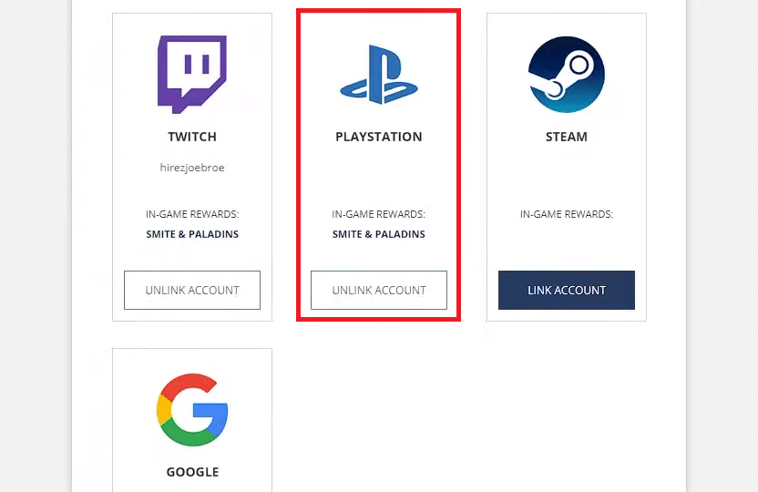 collegato correttamente l'account PS4 Smite a Steam