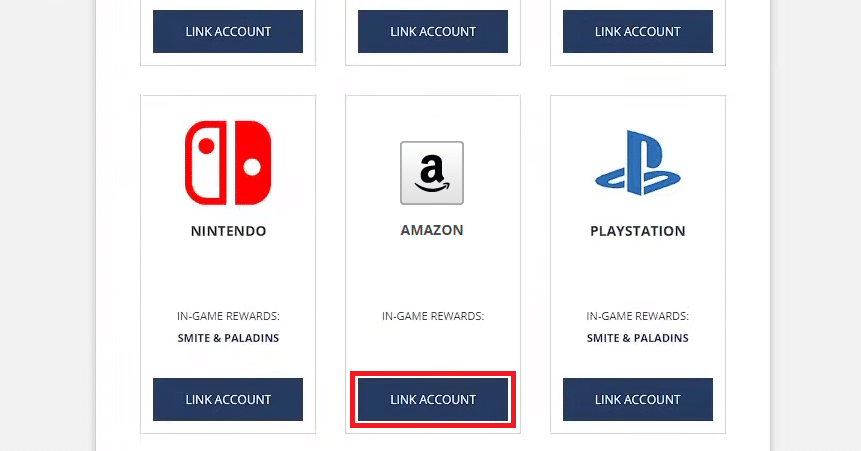 リストからAmazonタブオプションを見つけて、LINKACCOUNTをクリックします