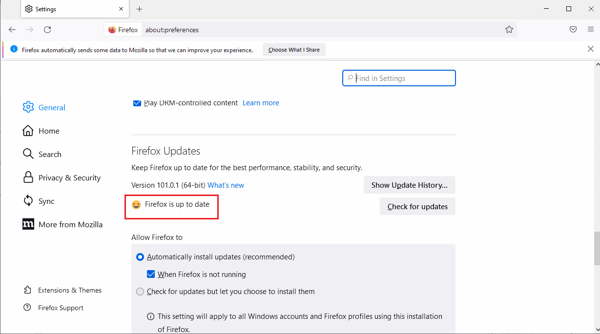 Verá el mensaje Firefox está actualizado. Arreglar Mozilla Firefox no pudo cargar el error XPCOM en Windows 10