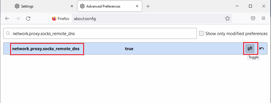 haga clic en el botón de alternancia para establecer que el tipo de entrada sea verdadero. Arreglar Mozilla Firefox no pudo cargar el error XPCOM en Windows 10