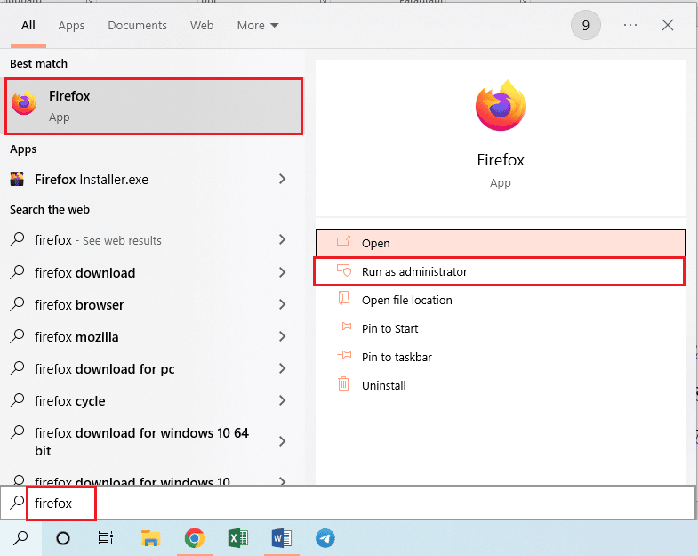 قم بتشغيل Firefox كمسؤول