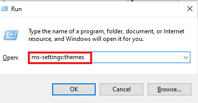 Tapez les thèmes de paramètres ms dans la zone d'exécution et appuyez sur Entrée