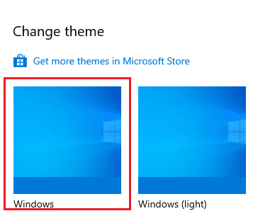 เลือกธีม Windows เริ่มต้น