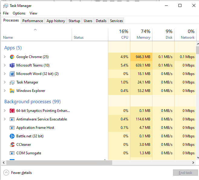 Öffnen Sie den Task-Manager