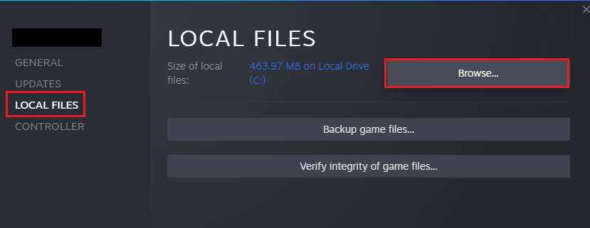 Klik pada tab LOCAL FILES di panel kiri jendela berikutnya dan klik tombol Browse…. Perbaiki Pengecualian Tidak Tertangani CoD Black Ops 2 Tertangkap di Windows 10