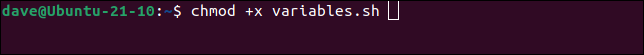 ใช้คำสั่ง chmod เพื่อทำให้สคริปต์ทำงานได้