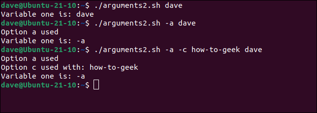 Impossibile accedere ai parametri standard in uno script che accetta argomenti di opzione