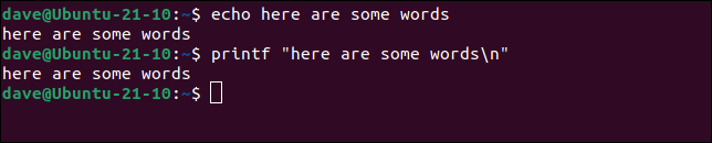 การใช้ echo และ printf กับคำที่ยกมาและอักขระขึ้นบรรทัดใหม่