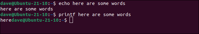 ใช้ echo และ printf กับคำที่ไม่มีเครื่องหมายคำพูด