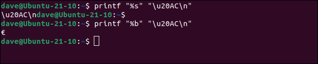 Usando o especificador de formato %b para lidar com sequências de escape em argumentos de string