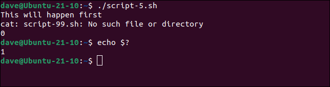 Esecuzione di uno script che intercetta gli errori nelle catene di pipe e imposta correttamente il codice di ritorno.