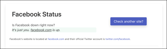 Down for Everyone or Just Me 結果為 facebook.com