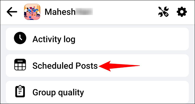 Wybierz „Zaplanowane posty”.