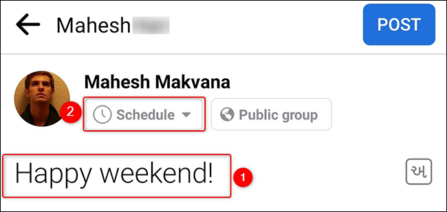 게시물을 작성하고 "스케줄"을 탭하십시오.