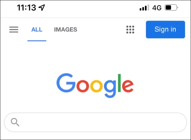 4Gを超えるiOS用SafairでのGoogle検索の使用