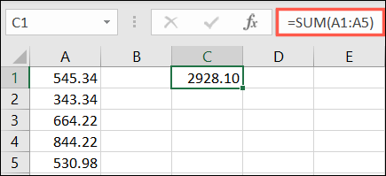 Formula pentru adăugarea unui interval de celule