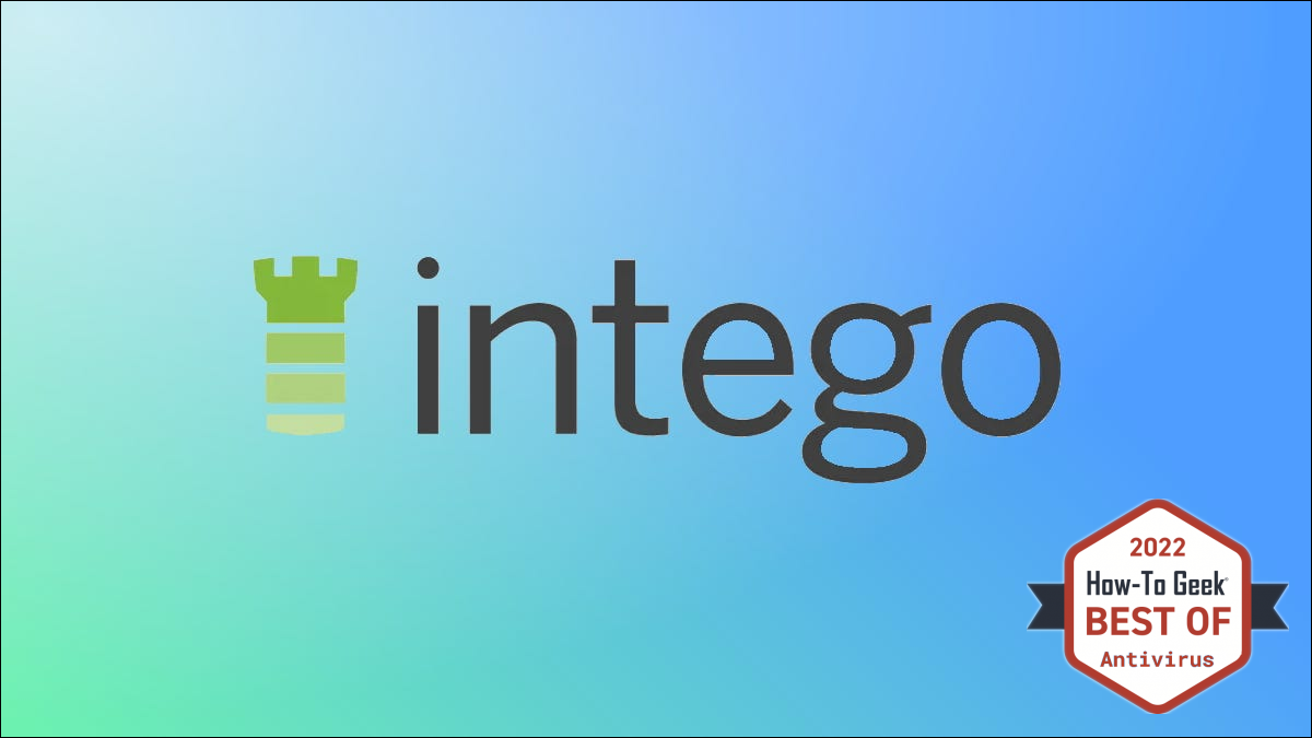 綠色和藍色背景上的 Intego 徽標