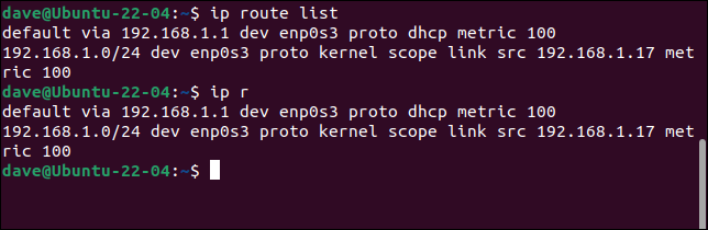 Encontrar la puerta de enlace predeterminada usando el comando ip