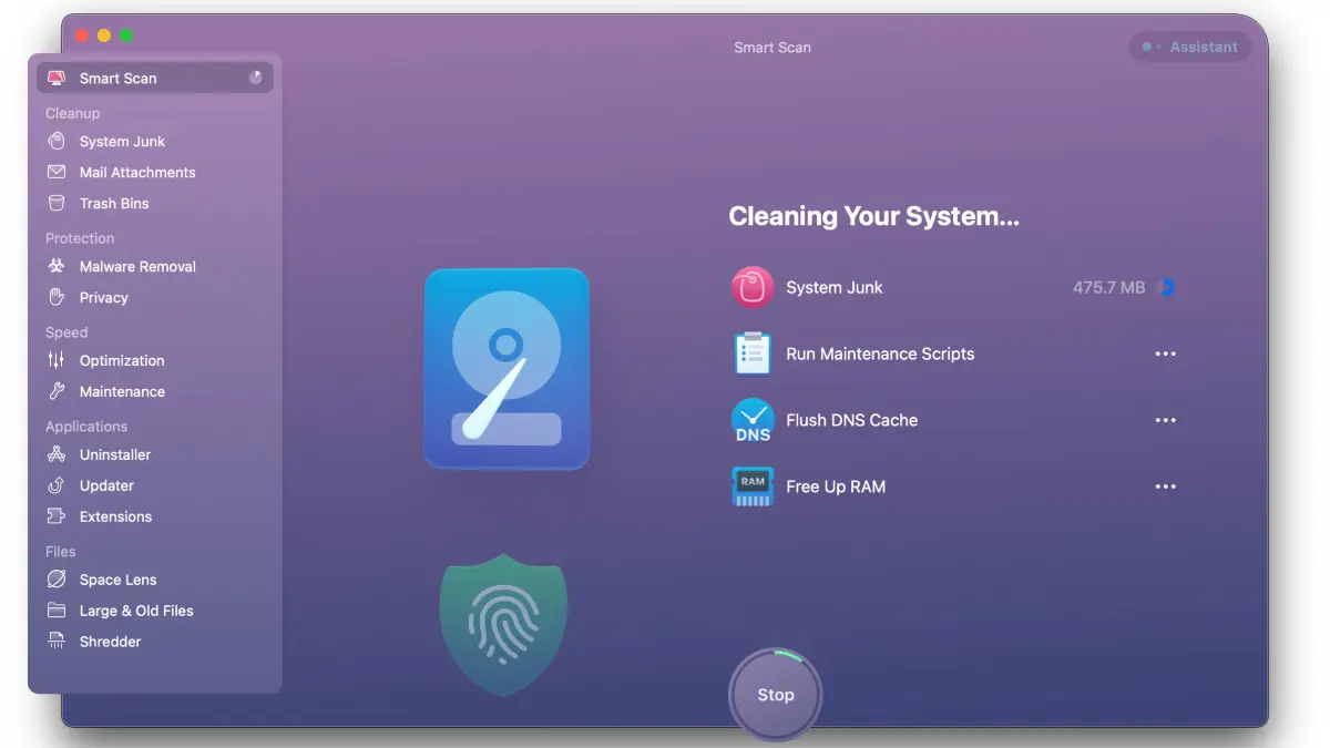 กำลังดำเนินการ CleanMyMac X Smart Scan