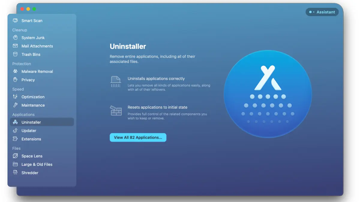 Registerkarte CleanMyMac X-Deinstallationsprogramm