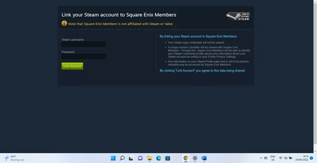 关联您的史克威尔艾尼克斯和 Steam 帐户