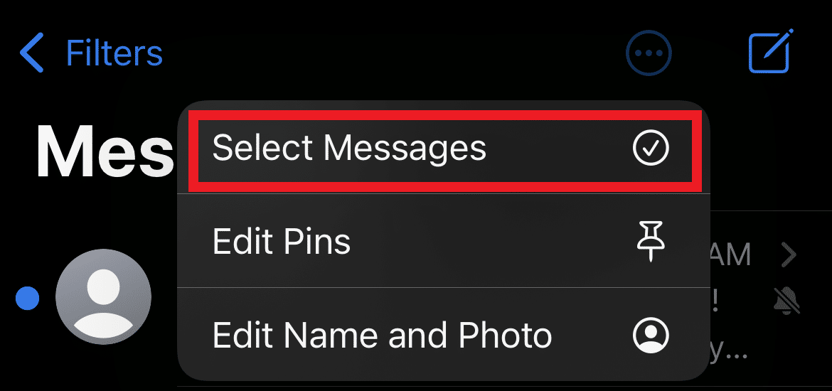 Appuyez sur l'option Sélectionner les messages