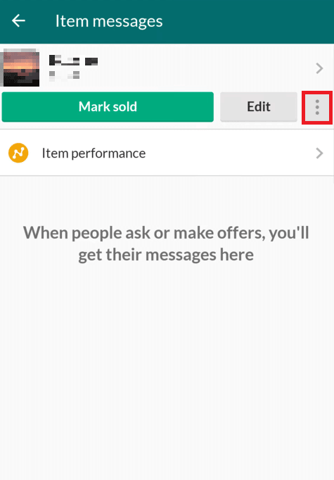 Ketuk ikon tiga titik di samping opsi Edit | Cara Menghapus Postingan di OfferUp