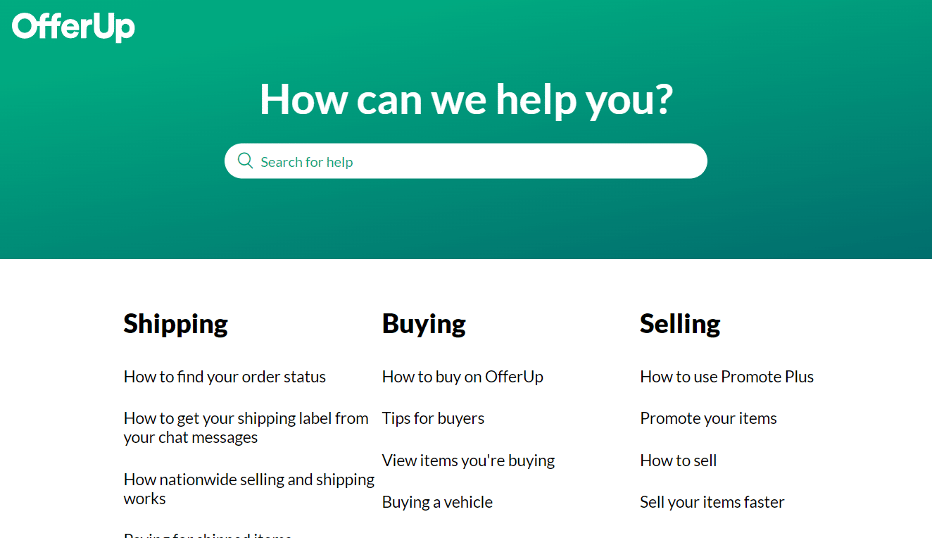 OfferUp 支持頁面