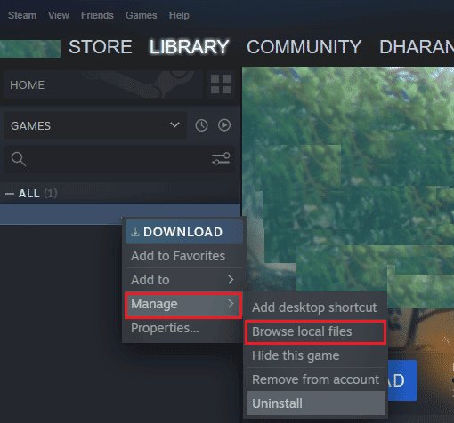 تصفح الملفات المحلية لعبة Steam