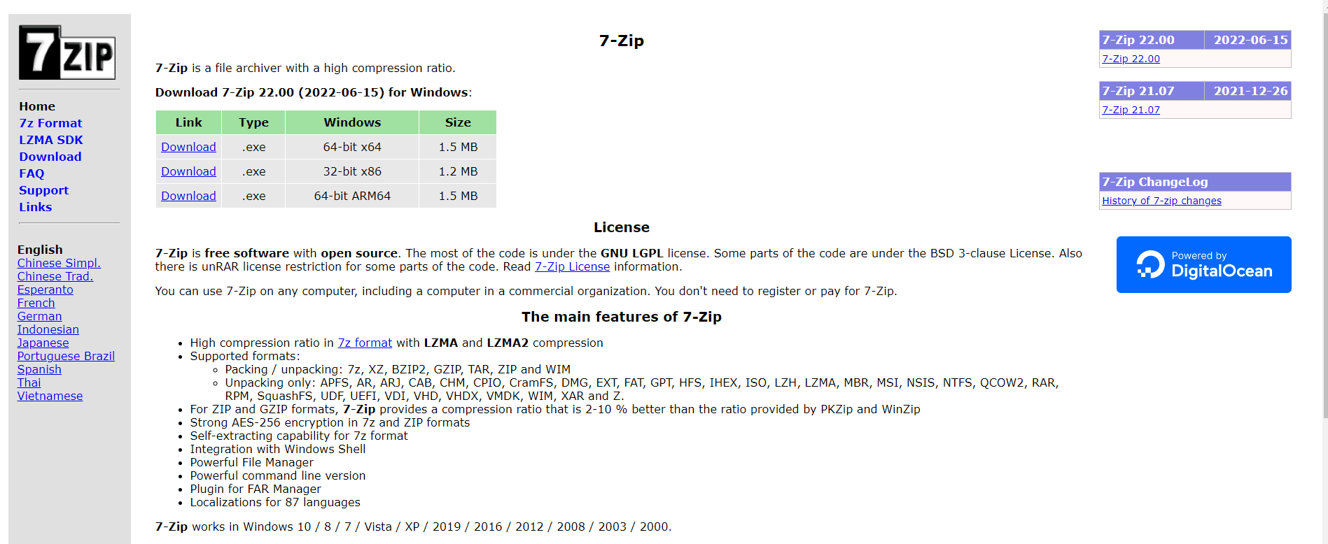 7 Zip meilleur logiciel de verrouillage de dossier pour Windows 7 10 PC téléchargement gratuit