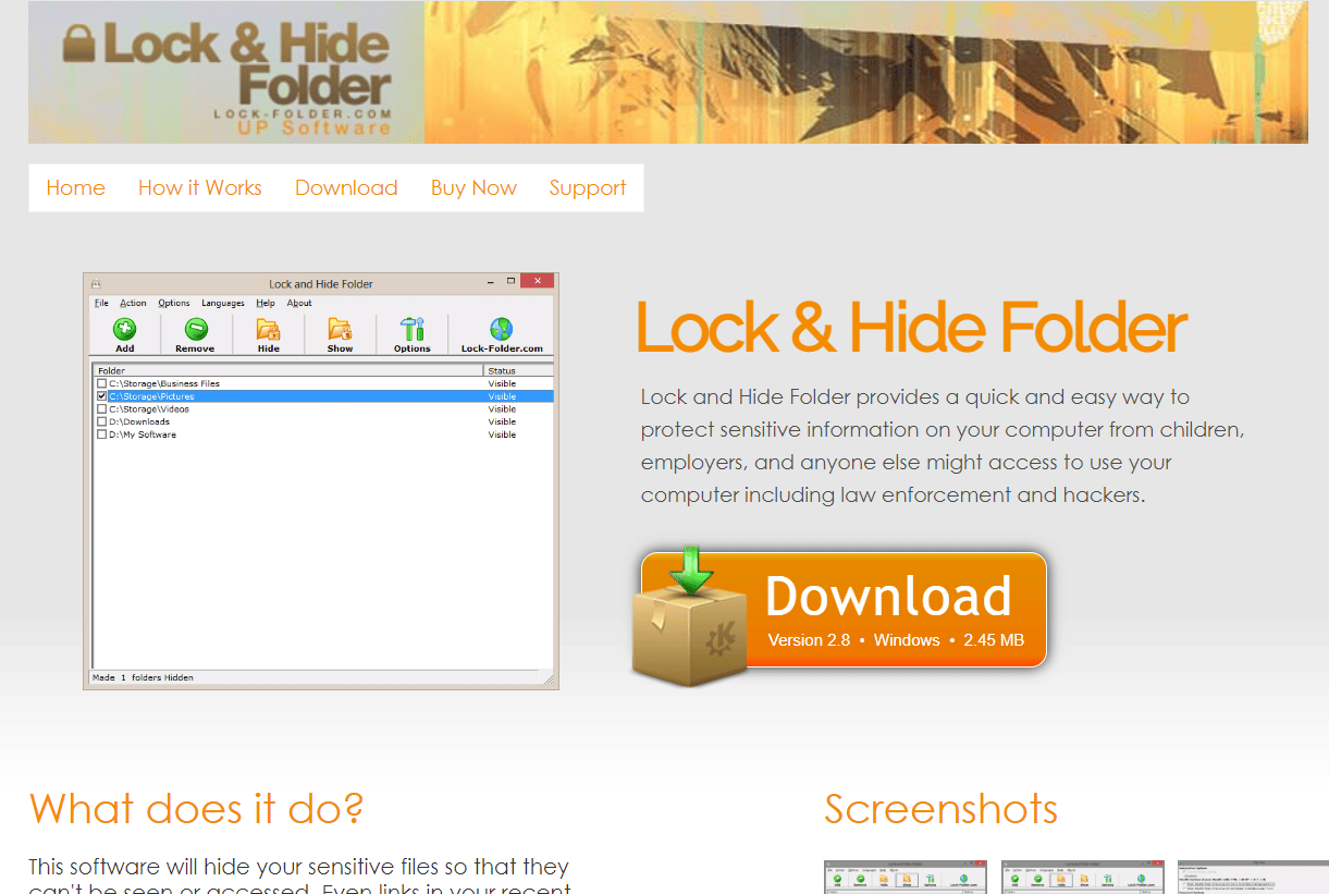 Lock and Hide Folder beste Ordnersperrsoftware für Windows 7 10 PC kostenloser Download